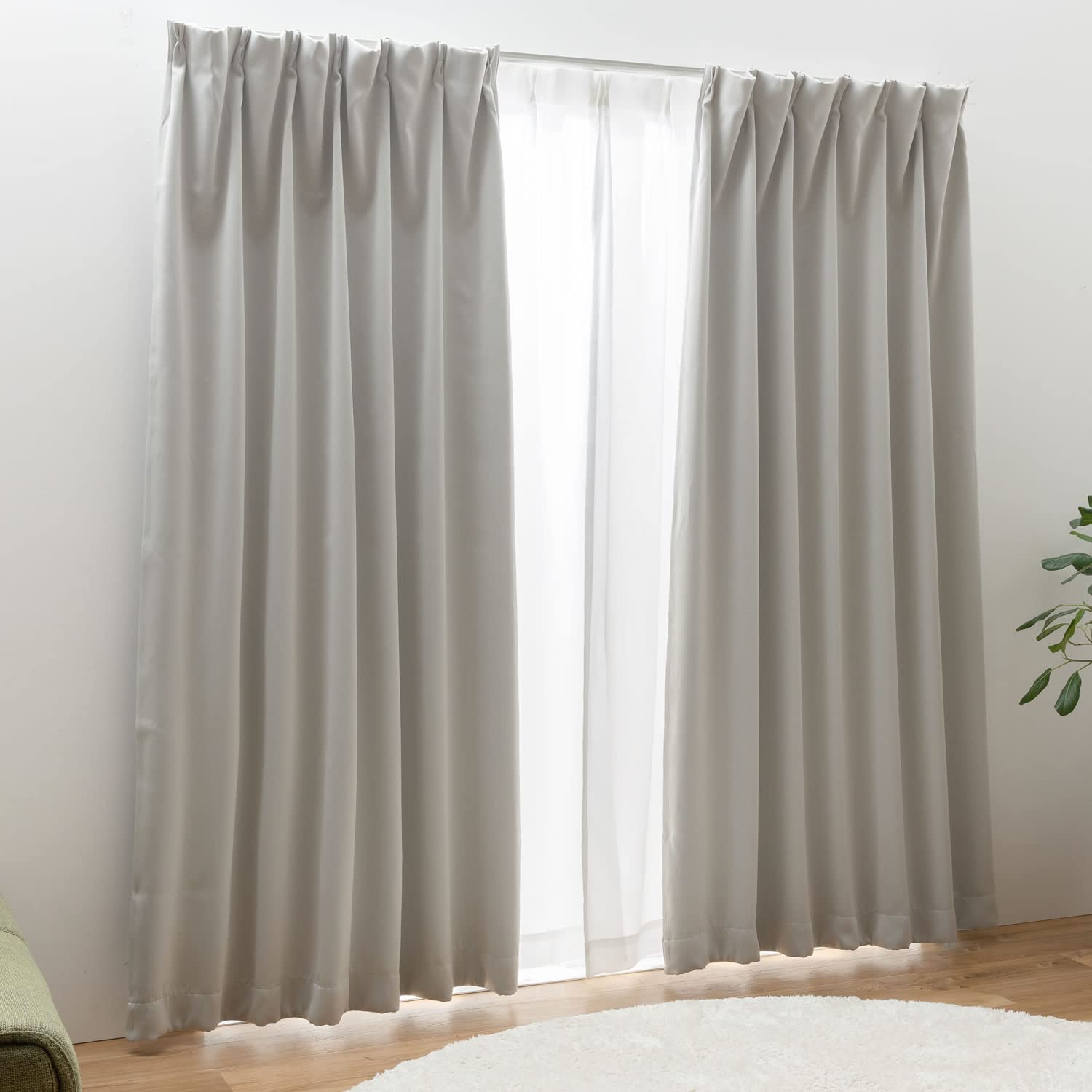 

Univer Curtain Set Grade 1 Light UV Protection 100cm Wide x 178cm Set of Light Blink Ready-to-Use (with Lace), Blocking, (Over 70%), Mirrored,