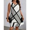 QICED Fashion Summer Spring V-Neck Sleeveless Casual Dresses