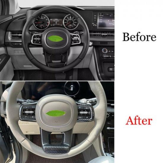 Carbon Fiber Car Steering Wheel Decor Cover Trim For Kia Carnival 2021 2022 2023