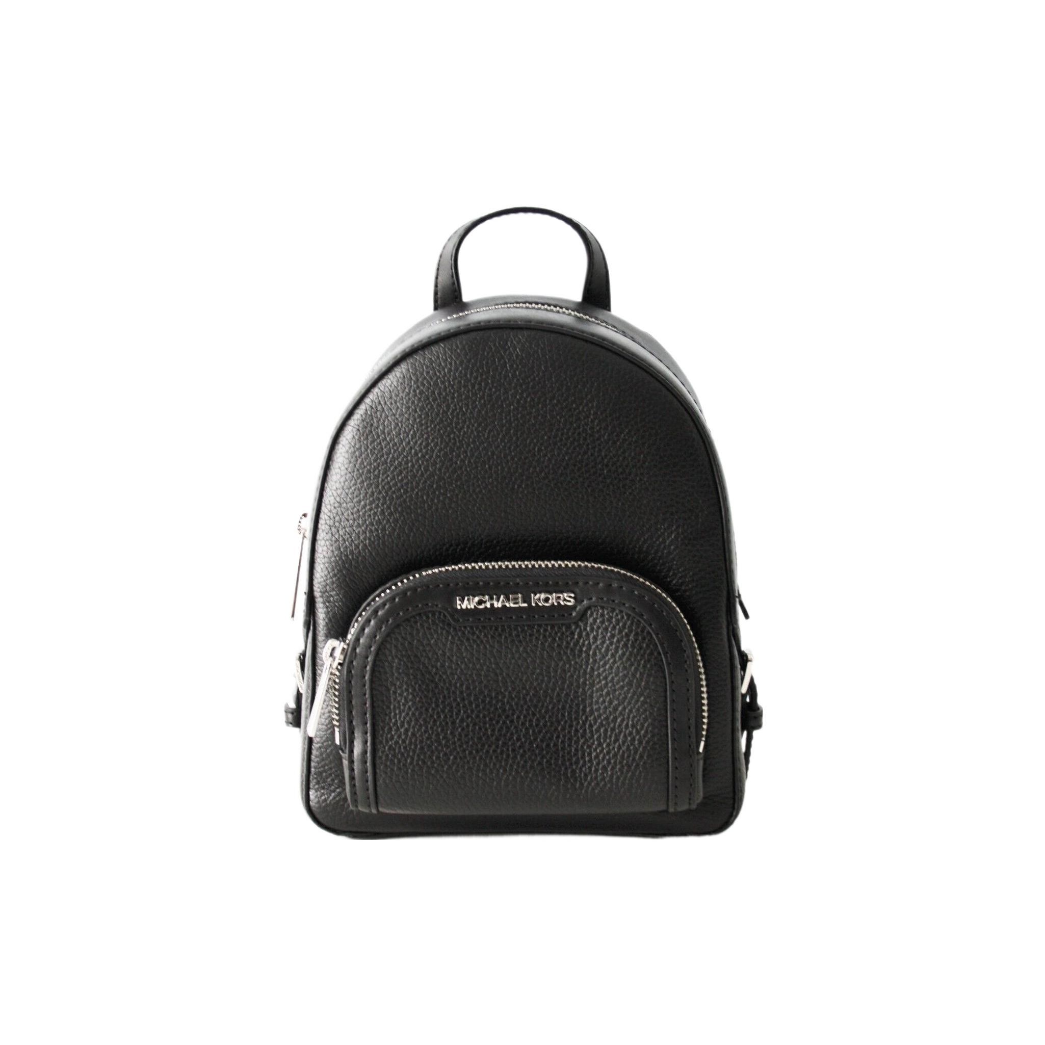 Michael Kors Mk Jaycee Vintage Solid Color Litchi Pattern Zipper Closure Leather Backpack Small Women backpack Black 35T2S8TB1L-BLACK Basic Set (Bag+Dust Bag)