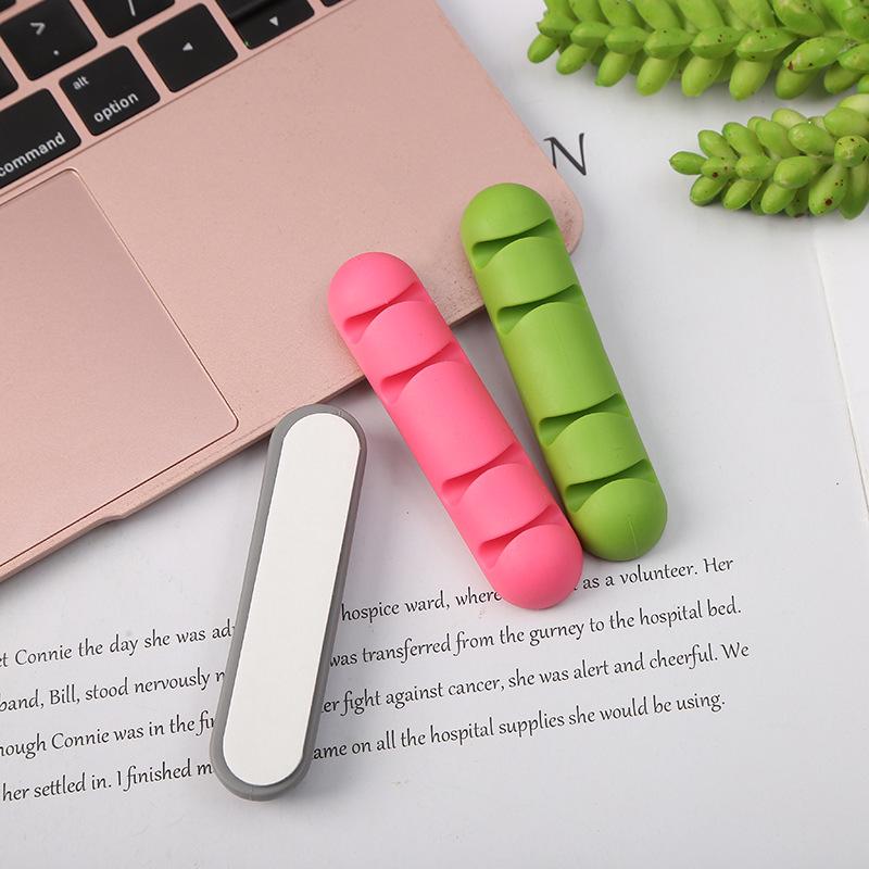 Self-Adhesive Cable Organizer Clip: Long Strip with Four Holes for Mobile Accessories
