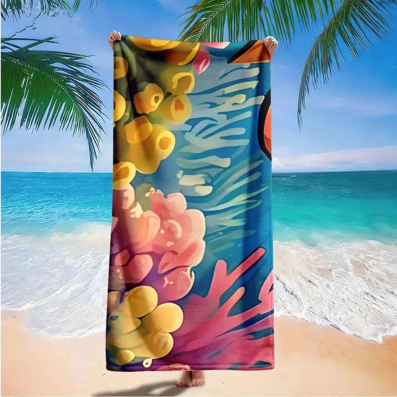 Multicolor Striped Palm Leaf Print Beach Towel Quick Dry Sand Free Pool Towel Summer Travel Holiday Beach Accessory