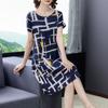 Round Neck Loose Comfortable Dresses Printing Knee Skirts Geometric Short Sleeve Summer Thin Casual New Women's Clothing 2023
