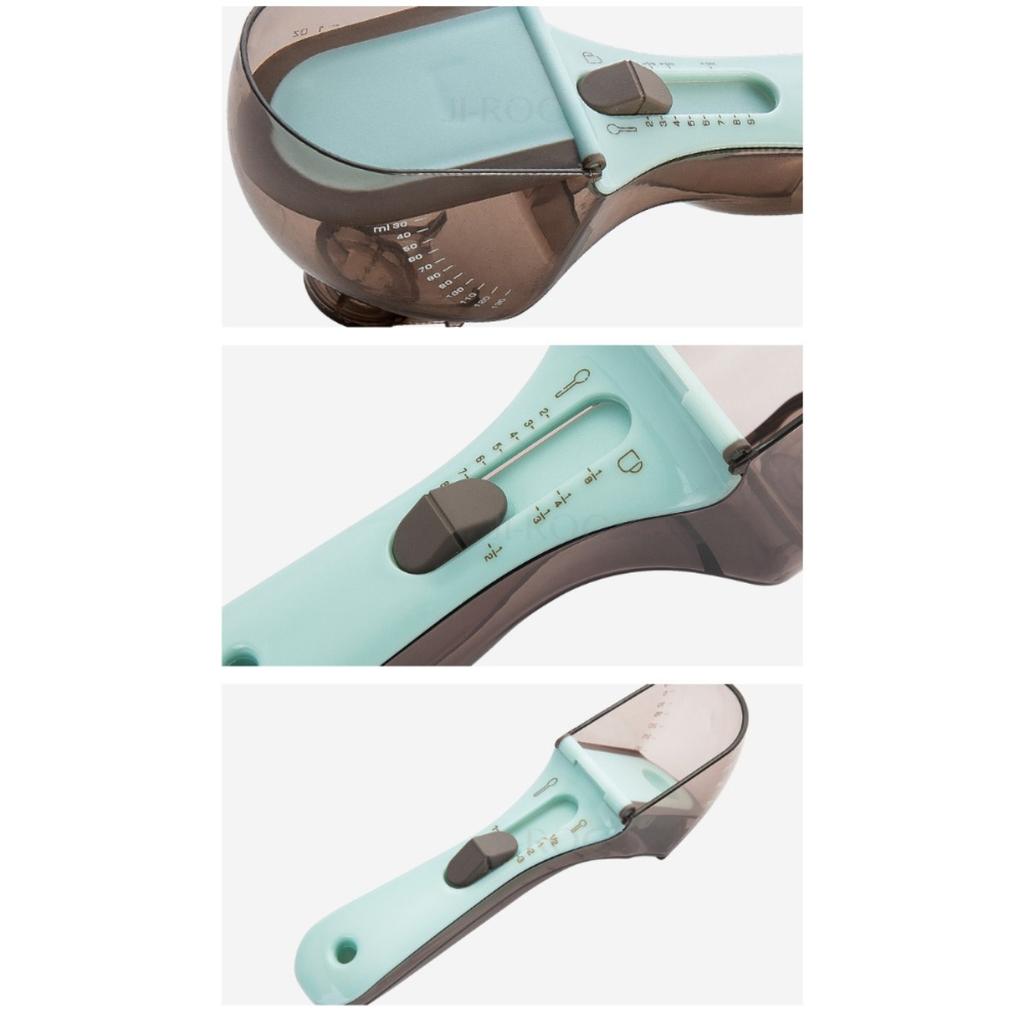 Adjustable Measuring Spoon, Kitchen Measuring Scoop with Ml & Tbsp/tsp Markings, Plastic Baking Measuring Spoons Set
