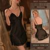 Erotic Underwear Lace Seductive Satin Strappy nightdress Hot Deep V Thin Sexy Pajamas Wholesale 8609