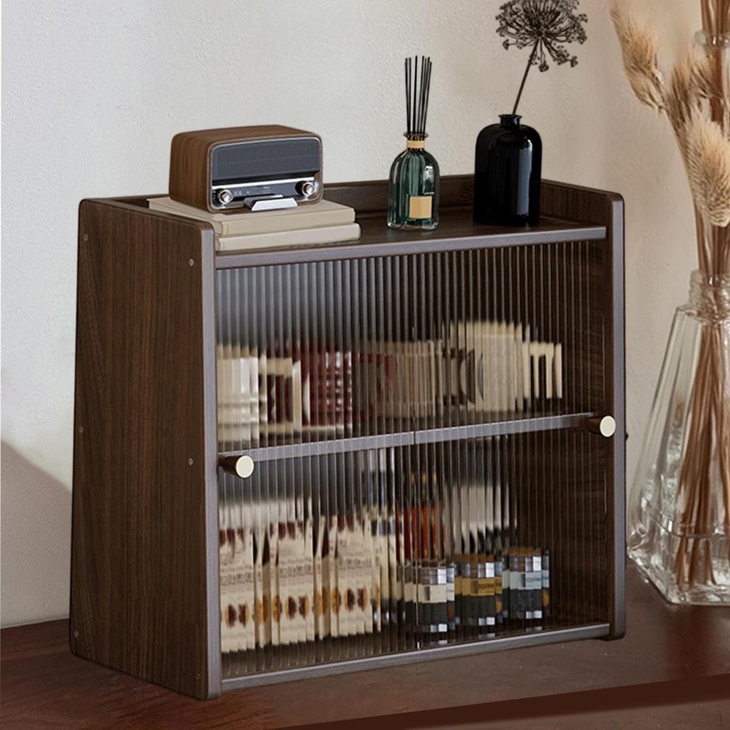 Countertop Storage Cabinet Counter Classic with Sliding Door Desktop Organizer for Bathroom
