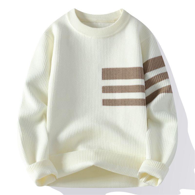 Herren Winter Neue Kollektion mit Samtverdicktem Warmem Gestricktem Jugend Rundhals-Pullover Hoodie