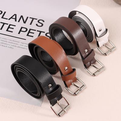 1Pc 100CM Leather Belt Waist Belts Metal Buckle Waistband Pants Decorative Belt