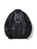 Korean Style Men's Embroidered PU Leather Motorcycle Jacket with Velvet Lining