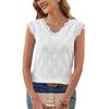 Ladies' Splicing Fashion Loose V-neck White Leisure Lace Shirt