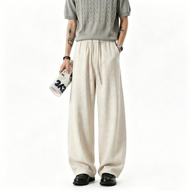 Mens Loose Wide Leg Casual Pants Summer Chinese Style