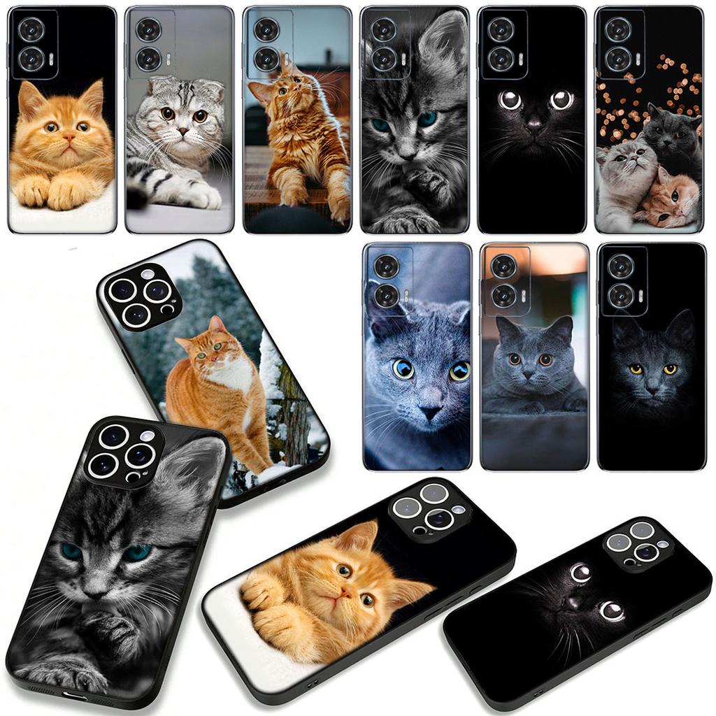 Blue Cat Green Eyes Meow Phone Cover Case for Apple iPhone 16 15 14 Plus 13 12 Mini 17 Pro Max + 16E Air 16+ ProMax Casing