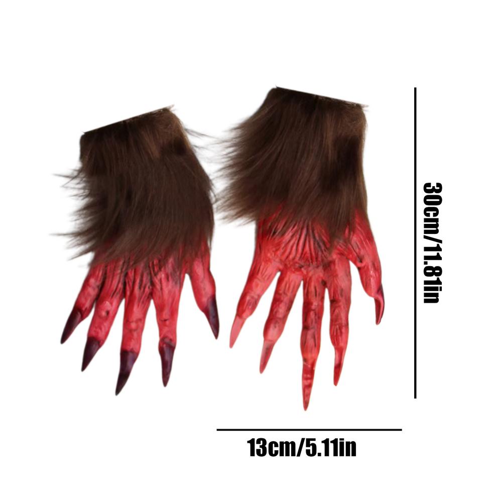 Halloween Costume Gloves 2Pcs Werewolf Gloves Wolf Claw Hands Horror Wolf Claw Gloves Suitable for Halloween Theme Party