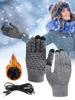 Electric Heated Gloves Touch Screen Knitted Gloves Hand Warmer USB Heated Gloves for Backpacking Mountaineering Riding Camping