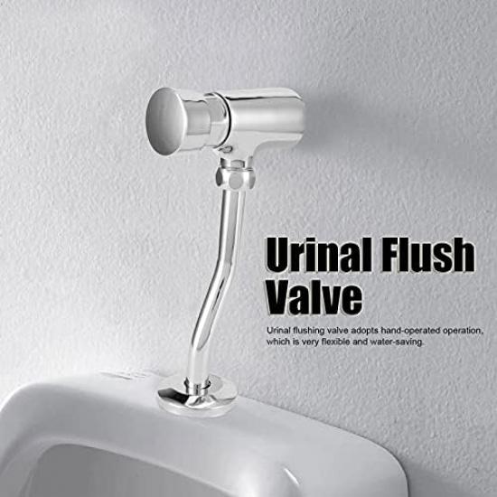 Urinal Flush Valve, G1/2 Water Saving Manual Flush Valve Copper Urinal Flush Valve Set Wall Mounted Hand Press Flushing Urinal Flushing Tool for