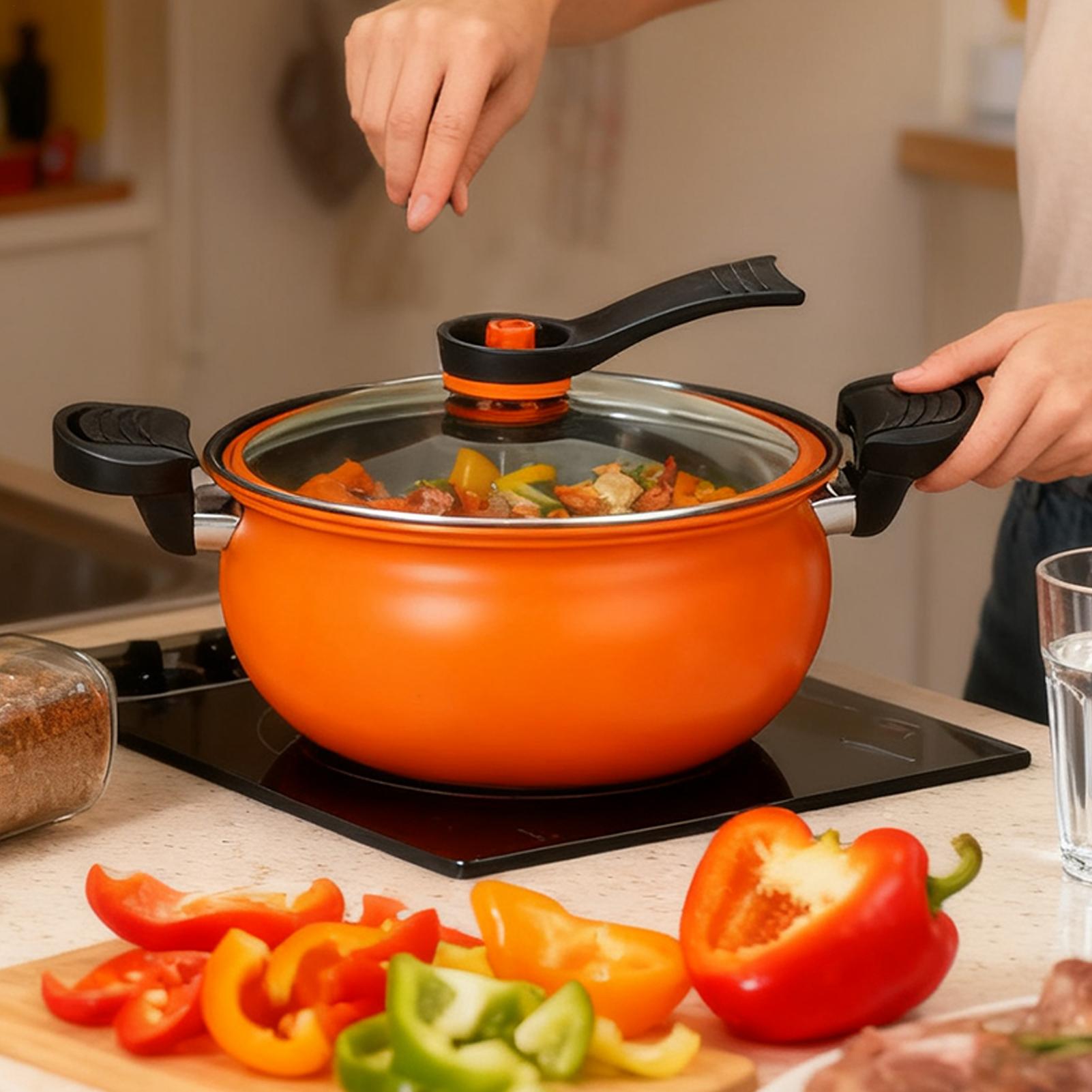 

Большая глубокая кастрюля с прозрачной крышкой, посуда для готовки, индукционная кастрюля, сотейник с ручками для газовой, керамической, электрической плиты, кухонная утварь для дома CN
