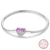 925 Silver Heart Shaped Series Love Forever Shining Zircon Bracelets Fit DIY Charm Beads Birthday Jewelry Gift