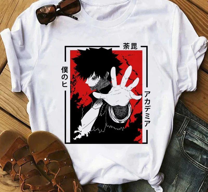 Japanese Anime My Hero Academia Graphic Fun Print T Shirt Fashion Women Retro Cotton T-shirt  Summer Loose Y2K Top T-Shirt