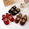 Spring Girl's Princess Shoes Velvet Elastic Band Elegant Kids Flat Shoe Solid Color Low-cut Non-slip Sole Children Shoe 23-35