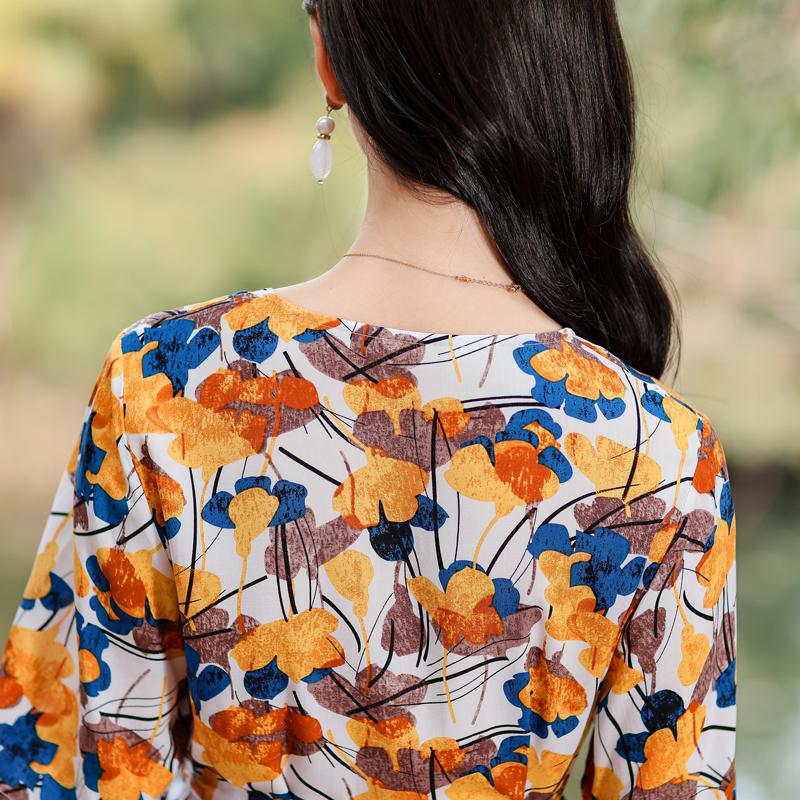 Elegant Women's Summer Dress Plus Size Half Sleeve Vintage Print Long Dresses Female Summer Clothes