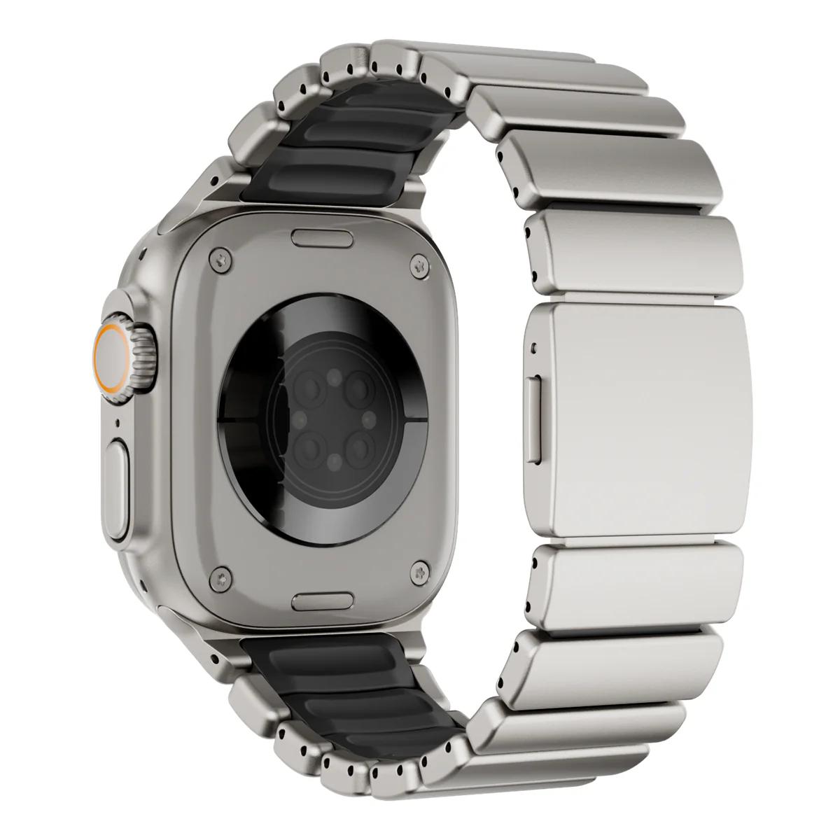 

Титановые ремешки для Apple Watch Band Ultra 3/2 49 мм Мужской резиновый браслет для IWatch Серии 11 10 9 8 7 6 5 4 SE3 44мм 45мм 46мм 44mm 45mm 46mm 49mm&L(175mm)