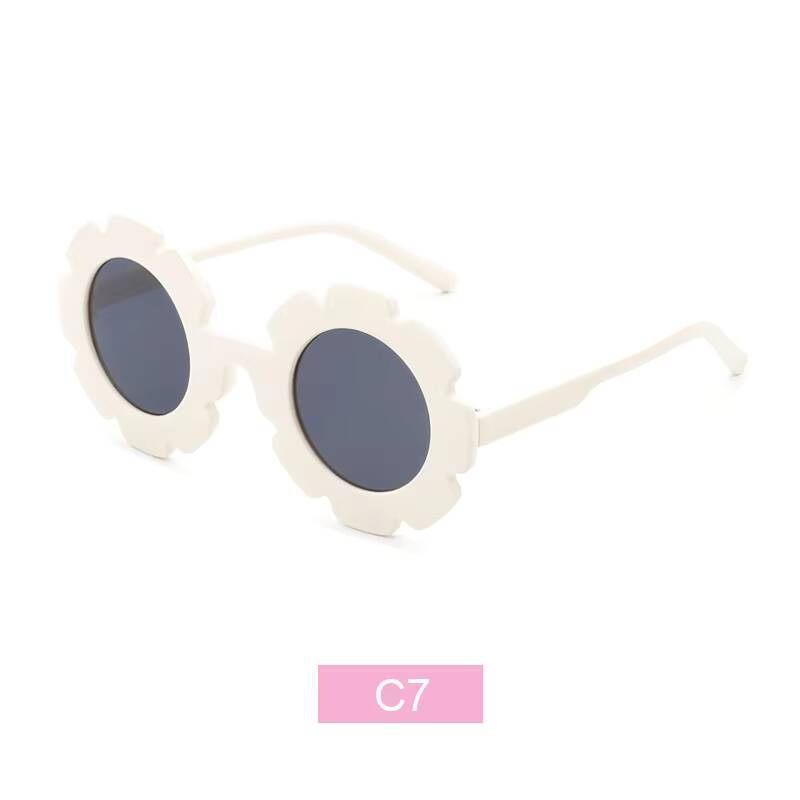 2026 New Sunflower Children s Sunglasses Cute Baby Flower Sunglasses Cartoon Fashion Colorful Children s Petal Sunglasses белый