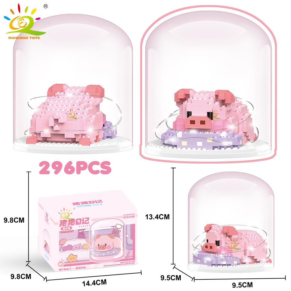 Non-Toxic Mini Cute Pig Micro Building Blocks 3D Diamond Model Animals Bricks Diy City Construction Toys For Children Kids Gift