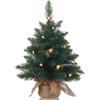 Pre-Lit Artificial Mini Christmas Tree,20 Inch Miniature Pine Xmas Tree with 20 LED Lights,70 Branch Tips,Desktop Christmas Tree Burlap Base-(50cm)