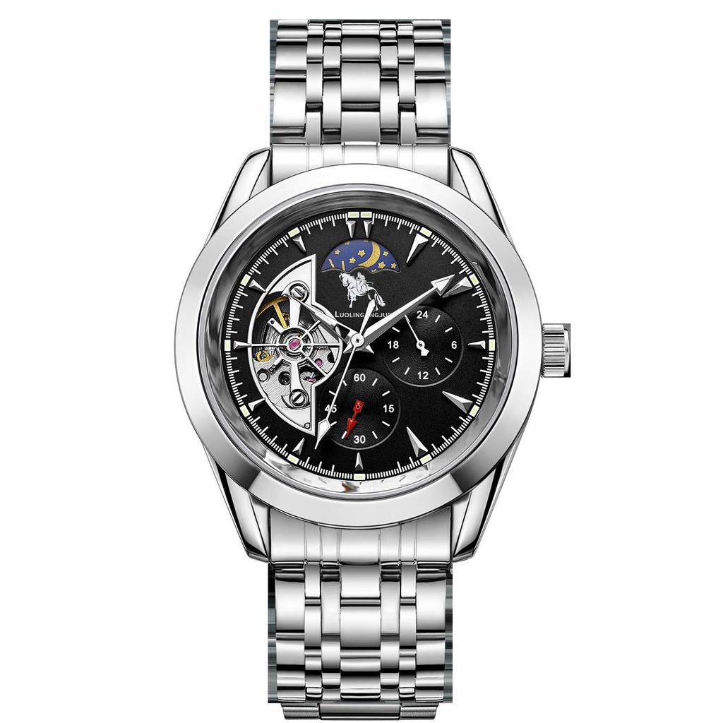 Duke of Lorraine Skeleton Mechanical Watch: Multi-Function, Luminous, Waterproof, Casual Business Steel Band