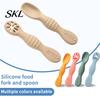 Soft Silicone Spoons for Babies 2Pcs Baby Spoon, Toddler Training Spoon Puree Fruit Puree, Non Slip Set Non-Slip Handle Infant Feeding Self