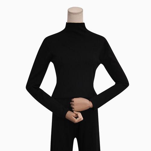 Sweater Women's Base Slim Fit Rolled Edge Half High Neck Long Sleeved Pullover Knitted Sweater