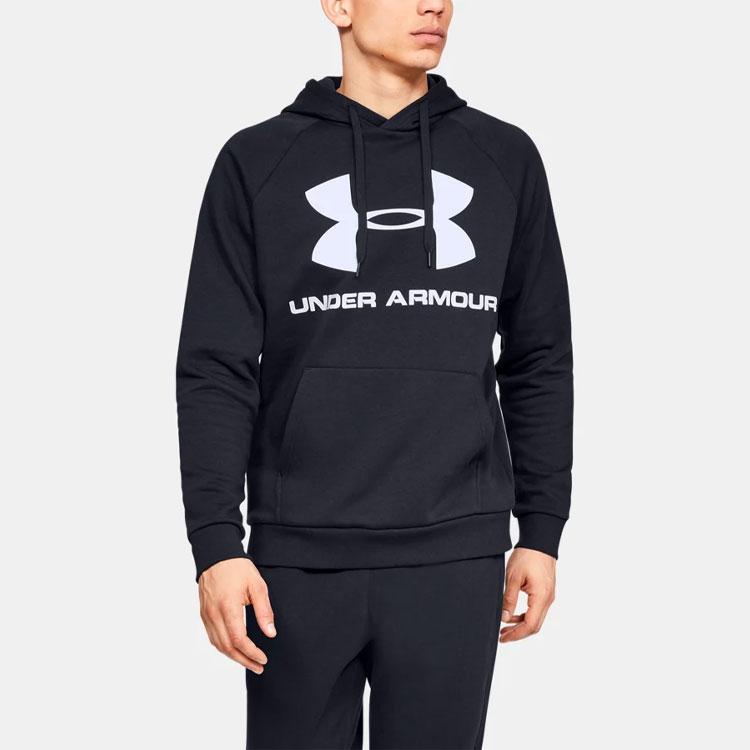 Under Armour Rival Logo Casual Sports Hoodie Men Hoodies Black 1345628-001