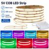 5V COB LED Tape 8MM Width 320LEDs/M 3AA Battery Box Warm Natural Cool White Light Bedroom Cabinet TV Background Decor Lamp