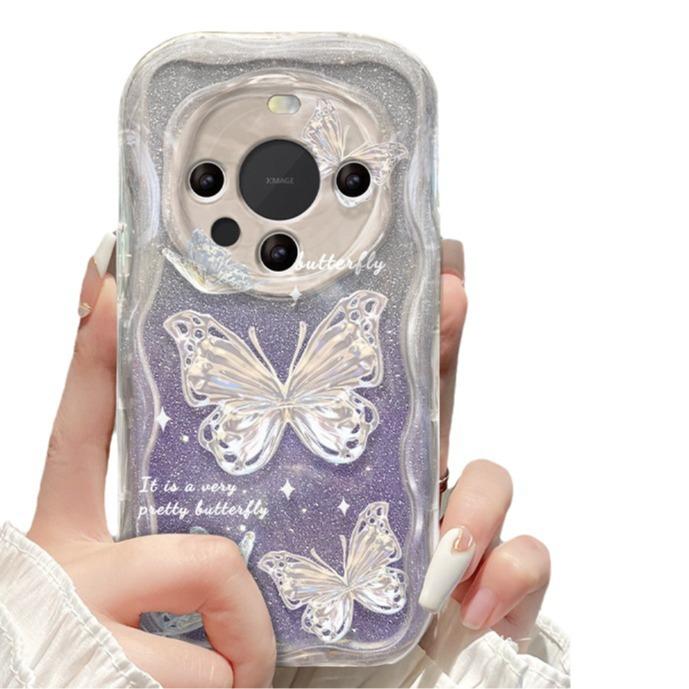 Suitable for Huawei Mate60pro+ Mobile Phone Case Nova12 Gradient Butterfly Chain Honor 100/90 Transparent Silicone