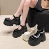 Plateau Damenschuhe Mode Damen Leder Slipper 10cm Mary Jane Schuhe für Damen Lolita Schuhe Neue Damen Sandalen Zapatos Mujer