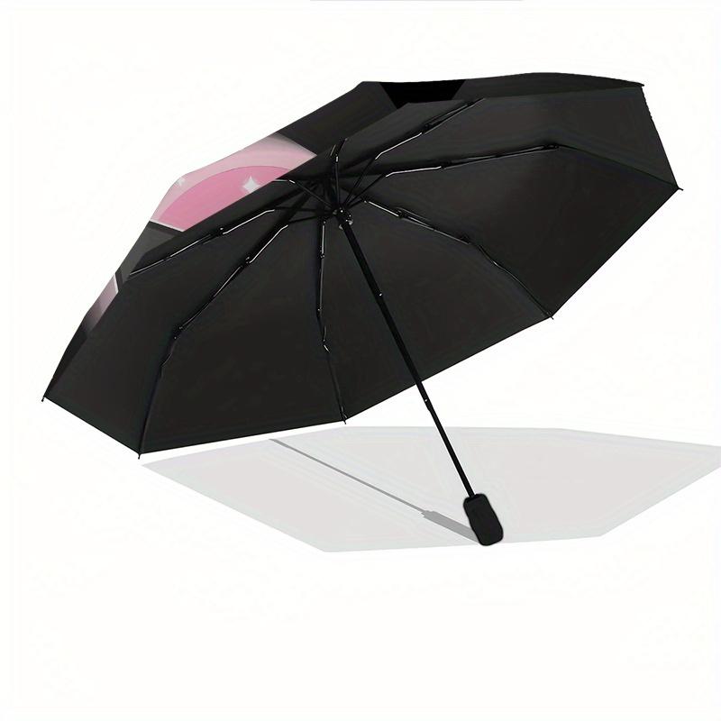 Kuromi,My Melody Automatic Folding Umbrella-Simple 8-Rib Design, Bright Cartoon Pattern, Durable Iron Frame, Suitable For Travel, Outdoor, B