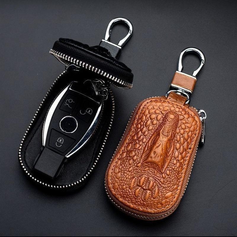 Single/Double Layer Leather Key Case for Car Key Wallet Pocket Key Holder Organizer Pouch Keys Organizer Zipper Case Bag