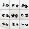 Halloween Earrings Pumpkin Ghost Bat Spider Pattern Gothic Style Stainless Steel Earring Woman and Men Fashion Zircon Gift