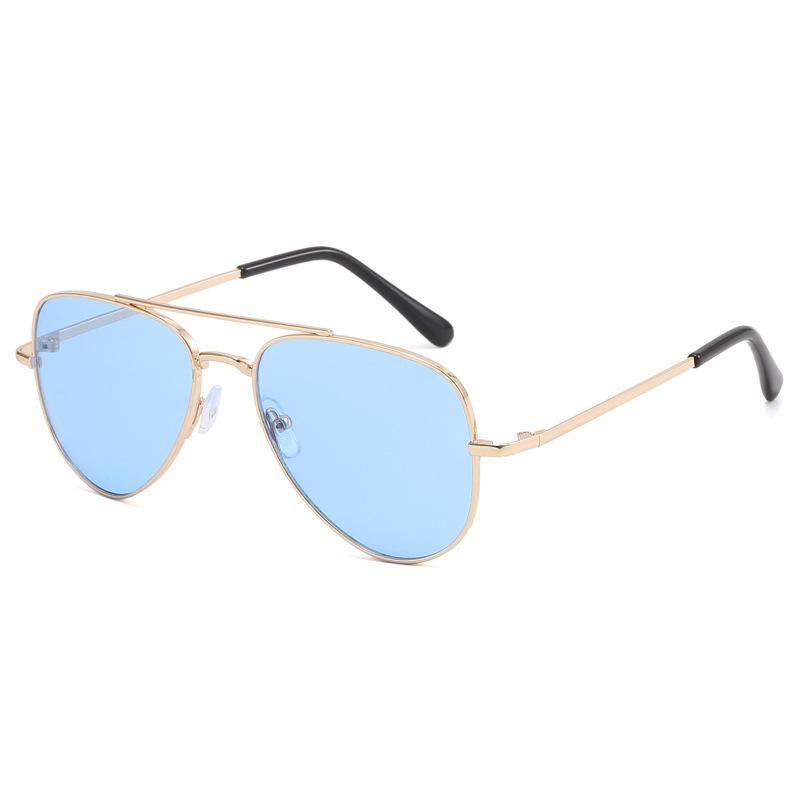 New Straight Metal Children s Sunglasses Boys Girls, Classic Style For Children And Adults, Parent-Child синий