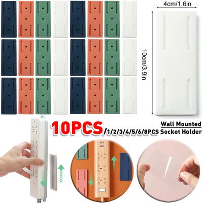 Wall Mounted Socket Holder Fixer Patch Self-Adhesive Power Socket Strip Fixator Punch-free Plug Socket Organizer for Home Office