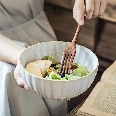 European Kiln Change Ceramic Lace Bowl Fruit Salad Bowl Western Food Pasta Bowl Household Tableware Breakfast Noodle Bowl Wordy Powder Bowl