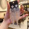 Korean Dongdaemun 925 Sterling Silver Tassel Zircon Diamond Earrings: Exquisite, Shiny Drops for Banquets, Evening Gowns, and Runway.