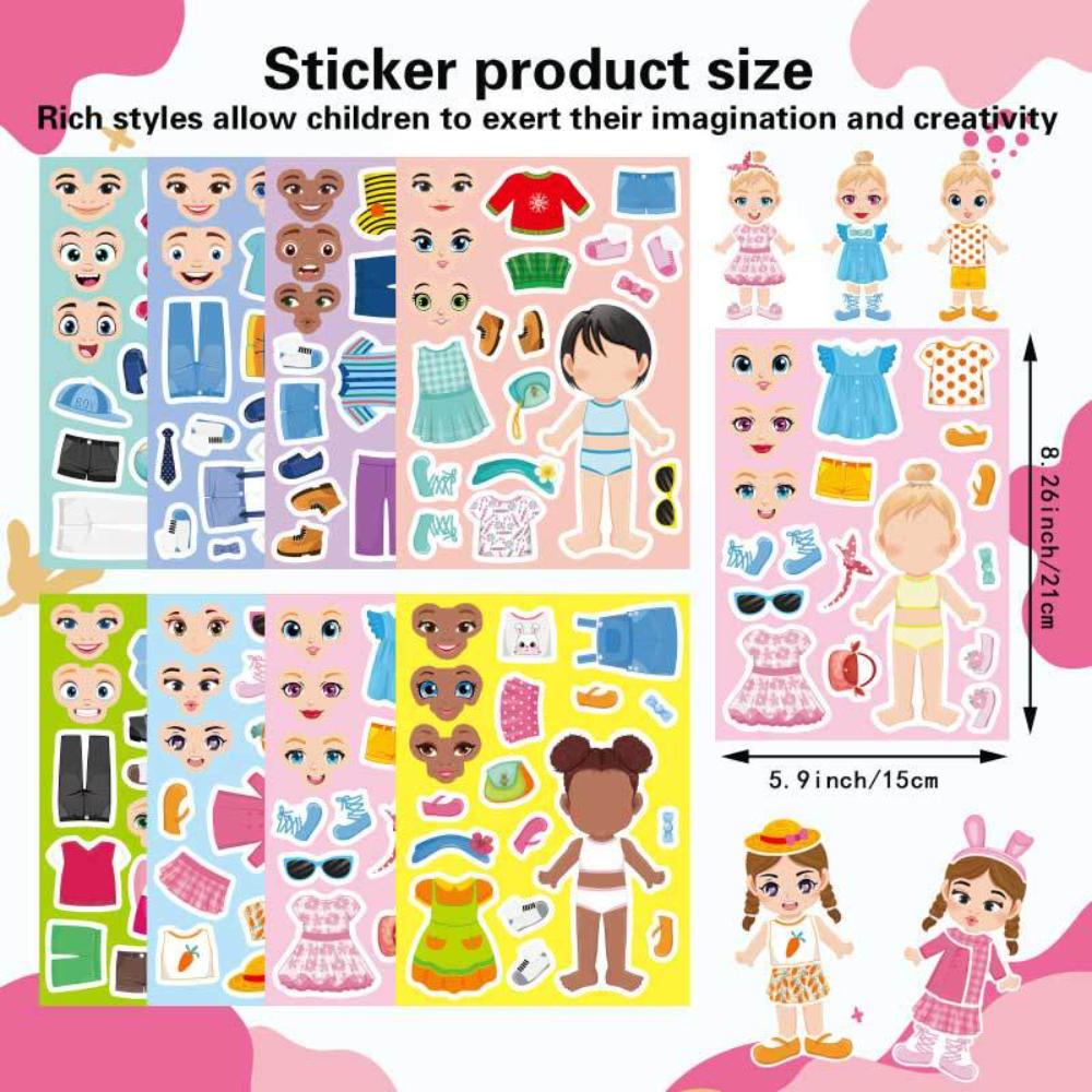 8/16/24 Sheets Make A Face And Dress Up Stickers For DIY Your Own Stickers For Rewards Birthday Gift