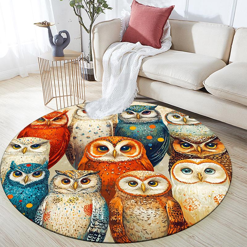 

Multiple Owls Round Area Rug,Carpet Rug for Living Room Bedroom Sofa Playroom Decor,Non-slip Floor Mat 80cmx80cm