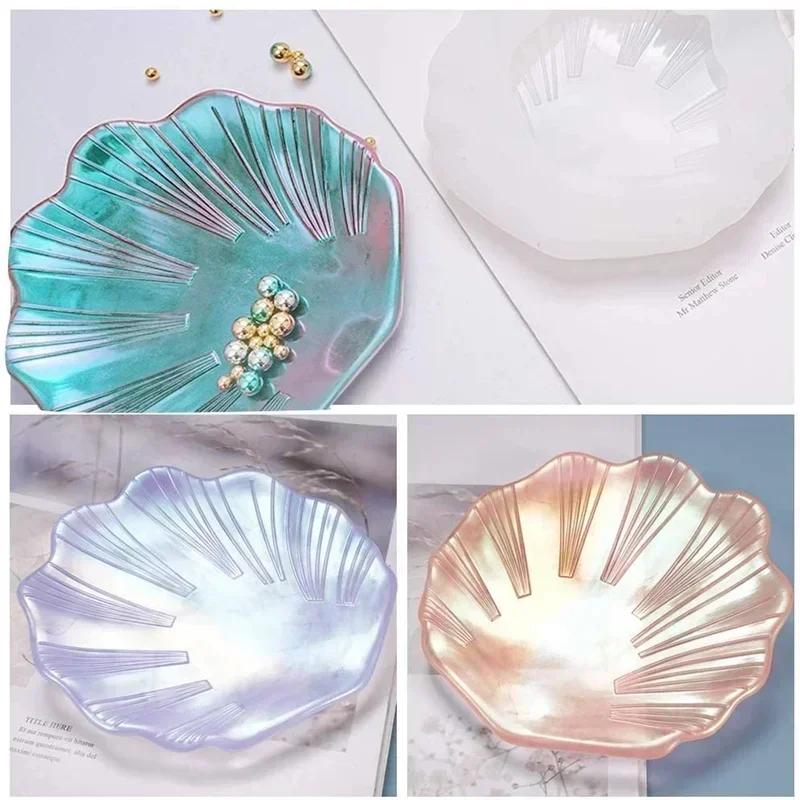 DIY Plate Rack Storage Trinkets Resin Crafts Shell Shaped Silicone Soap Epoxy Tray Resin Mold Casting Mold Suitable For Jewelry