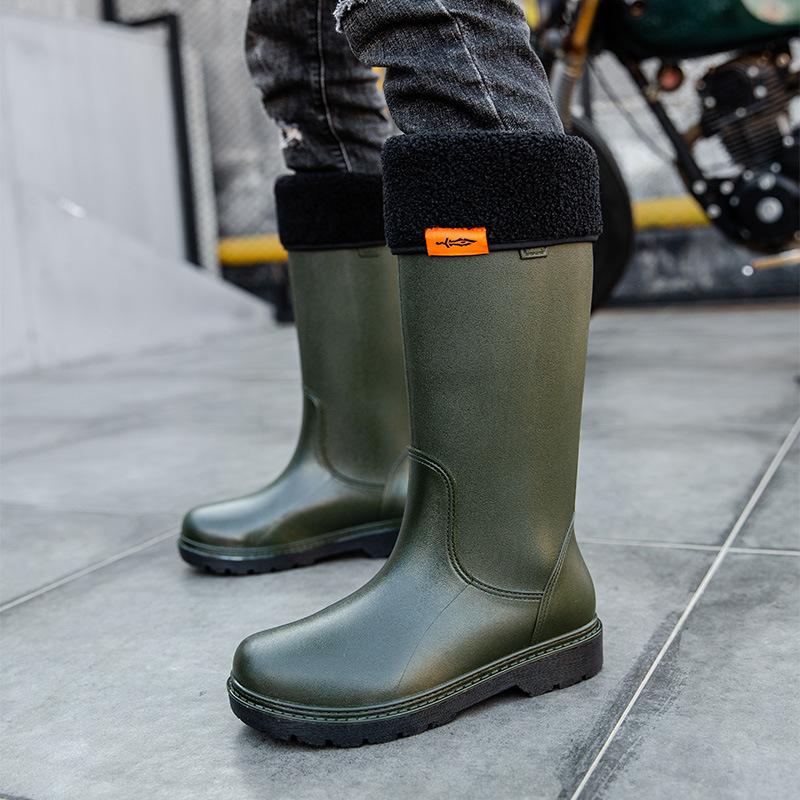 Herren Regenstiefel Langer Schaft Wasserschuhe Rutschfest Wasserdicht Sicherheitsarbeitsschuhe Plateau Kniehoch Regenstiefel Galoschen Anglerschuhe
