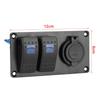 2-Gang Blue LED Rocker Switch Panel Circuit Breaker Dual USB Charger Car Truck