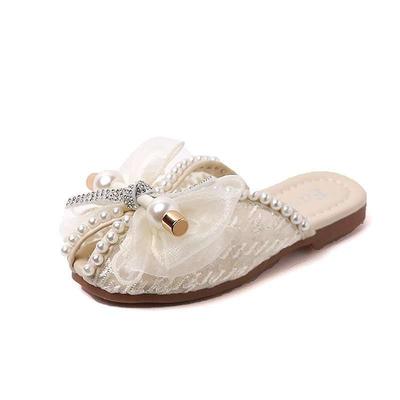 Girls' Princess Baotou Slippers 2025 Summer New Fish Mouth Korean Version Fashion Middle and Older Children's Bow Rhinestone One-word Drag