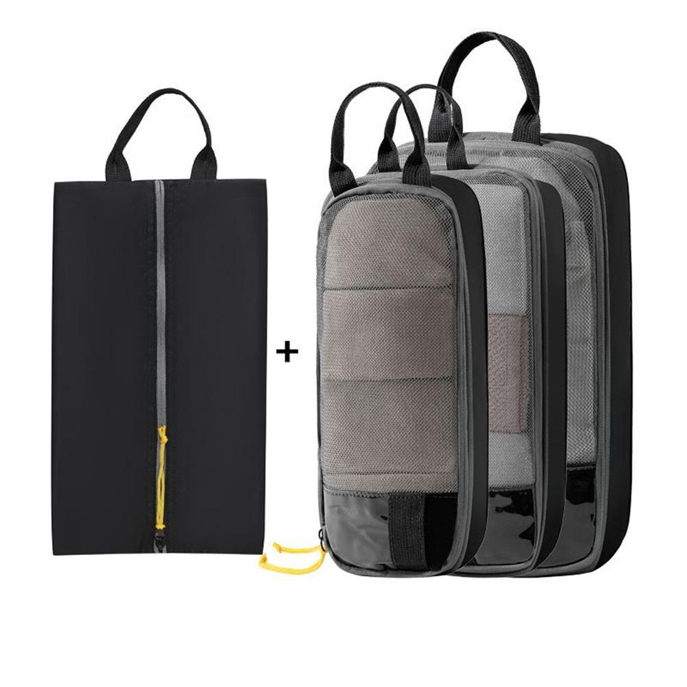 4Pcs/Set Expandable Compression Packing Cubes Oxford Fabric Clothes Storage Bag  Travel