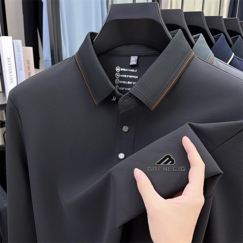 Men'S Long Sleeved T-Shirt Shirt Collar Polo Shirt 2025 Spring Autumn New Casual Wear Horse Logo